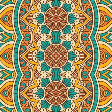 Ethnic floral seamless pattern Stock Illustration