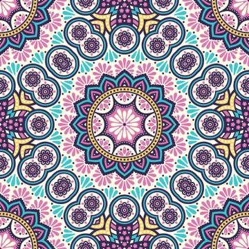 Ethnic floral seamless pattern Stock Illustration