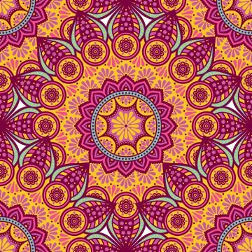 Ethnic floral seamless pattern Stock Illustration