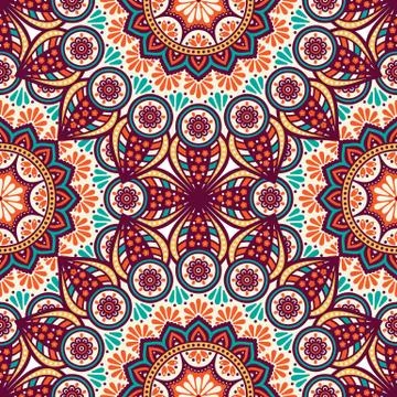 Ethnic floral seamless pattern Stock Illustration