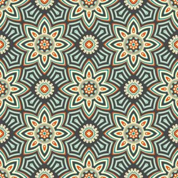 Ethnic floral seamless pattern Stock Illustration