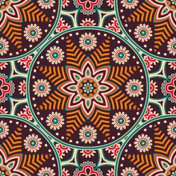 Ethnic floral seamless pattern Stock Illustration