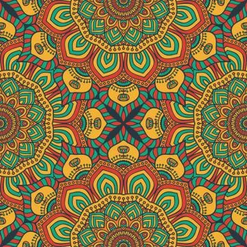 Ethnic floral seamless pattern Stock Illustration