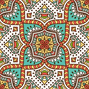Ethnic floral seamless pattern Stock Illustration