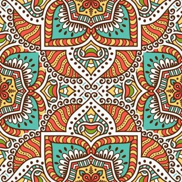Ethnic floral seamless pattern Stock Illustration