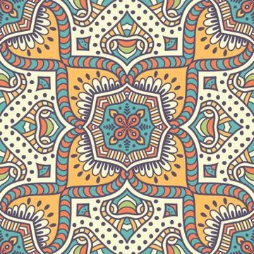 Ethnic floral seamless pattern Stock Illustration