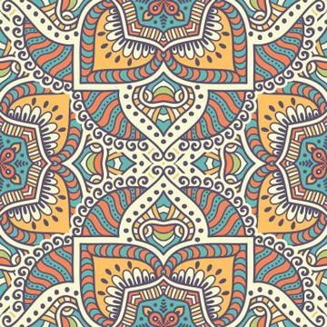 Ethnic floral seamless pattern Stock Illustration