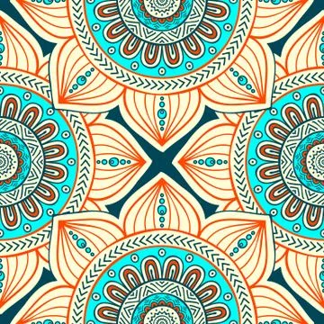 Ethnic floral seamless pattern Stock Illustration