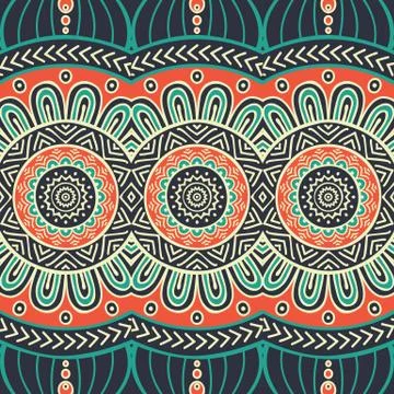Ethnic floral seamless pattern Stock Illustration