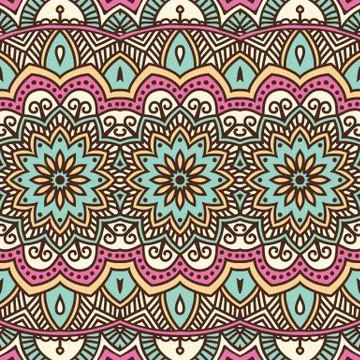 Ethnic floral seamless pattern Stock Illustration