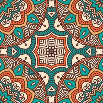 Ethnic floral seamless pattern Stock Illustration
