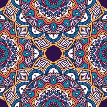 Ethnic floral seamless pattern Stock Illustration