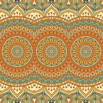 Ethnic floral seamless pattern Stock Illustration
