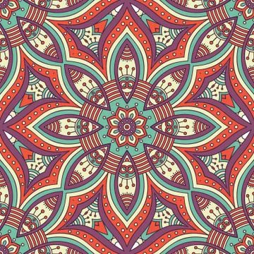 Ethnic floral seamless pattern Stock Illustration