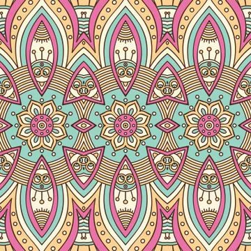 Ethnic floral seamless pattern Stock Illustration