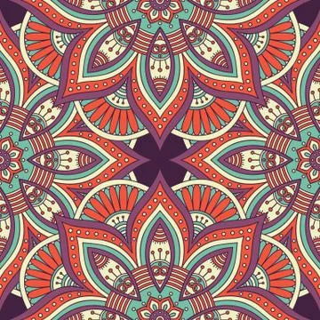 Ethnic floral seamless pattern Stock Illustration