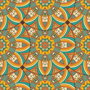Ethnic floral seamless pattern Stock Illustration