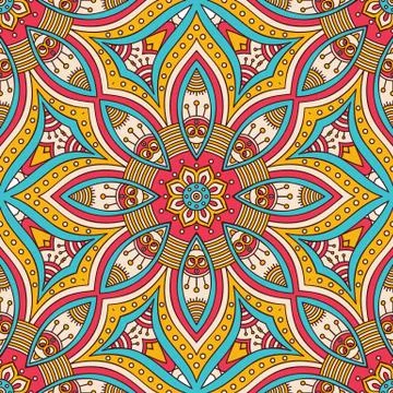 Ethnic floral seamless pattern Stock Illustration