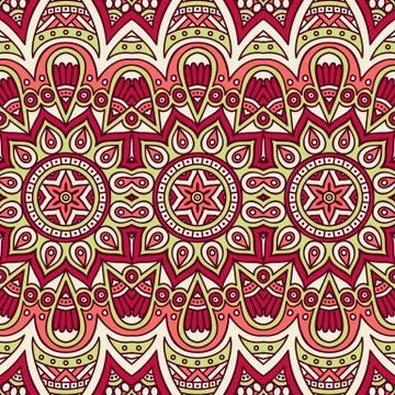 Ethnic floral seamless pattern Stock Illustration