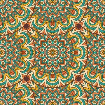 Ethnic floral seamless pattern Stock Illustration