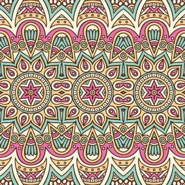 Ethnic floral seamless pattern Stock Illustration