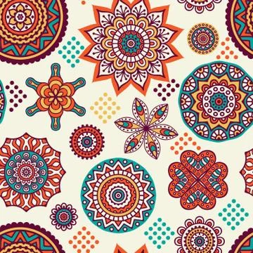 Ethnic floral seamless pattern Stock Illustration