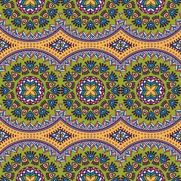 Ethnic floral seamless pattern Stock Illustration