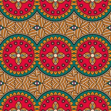 Ethnic floral seamless pattern Stock Illustration