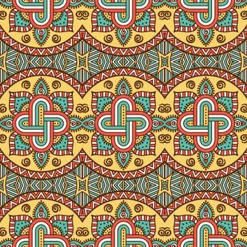 Ethnic floral seamless pattern Stock Illustration