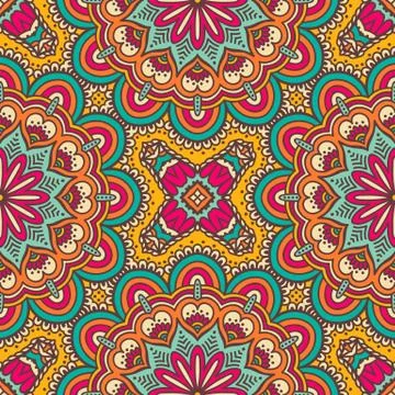 Ethnic floral seamless pattern Stock Illustration