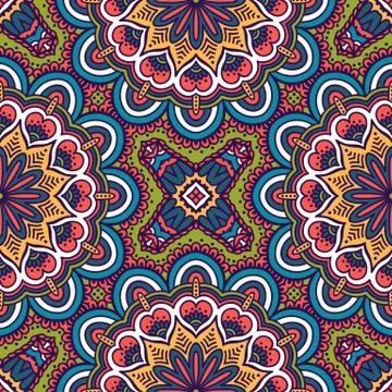 Ethnic floral seamless pattern Stock Illustration