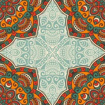 Ethnic floral seamless pattern Stock Illustration
