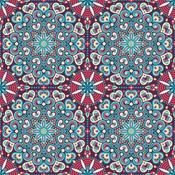 Ethnic floral seamless pattern Stock Illustration
