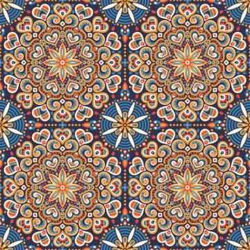 Ethnic floral seamless pattern Stock Illustration