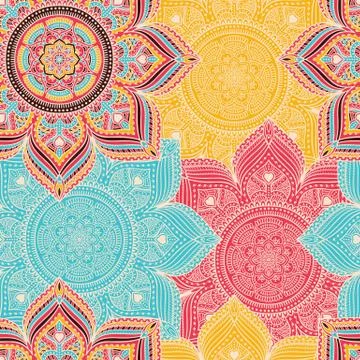 Ethnic floral seamless pattern Stock Illustration