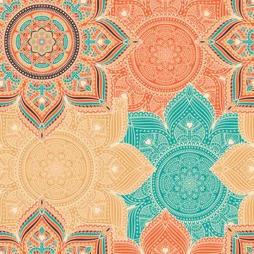 Ethnic floral seamless pattern Stock Illustration