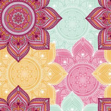 Ethnic floral seamless pattern Stock Illustration