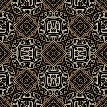 Ethnic floral seamless pattern. Vector ornamental tribal background.  Ornate  Illustrazione stock