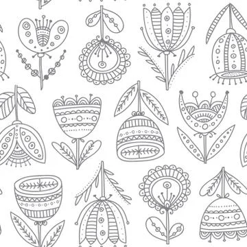 Ethnic flowers tulips seamless pattern vector image Illustrazione stock