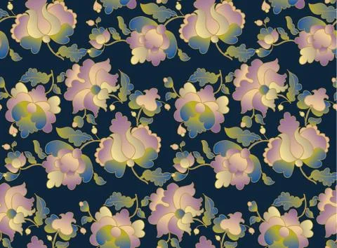 Ethnic folk floral element for surface design on black color. peasant style f Illustrazione stock