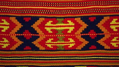 Ethnic folk patterns. Eastern Europe. Carpet weaving Stock Footage 102887801