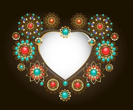 Ethnic frame in the shape of heart Stock Illustration