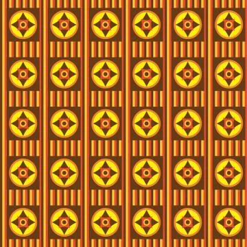Ethnic fun pattern with brown orange and yellow shapes Stock Illustration