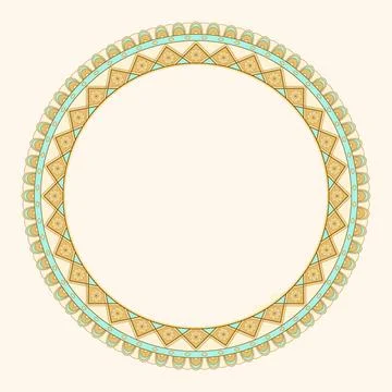 Ethnic geometric frame vector. A symmetrical round color ornament. Stock Illustration