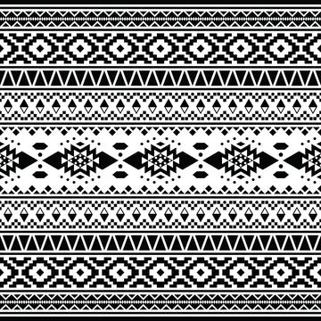 Ethnic geometric Native American pattern design in black and white. Stock Illustration