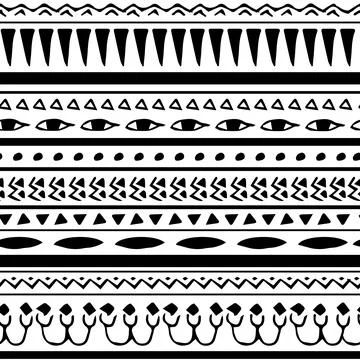 Ethnic Geometric pattern in black white color Aztec Egyptian hieroglyphs Illustrazione stock