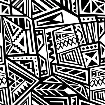 Ethnic geometric pattern - seamless boho style vector texture in black and wh イラスト素材