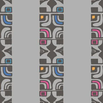 Ethnic geometric seamless pattern on gray background Stock Illustration