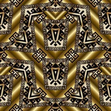 Ethnic gold 3d seamless pattern Illustrazione stock