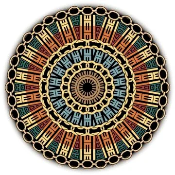 Ethnic greek mandala vector pattern. Ornamental colorful background. Repeat t Illustrazione stock